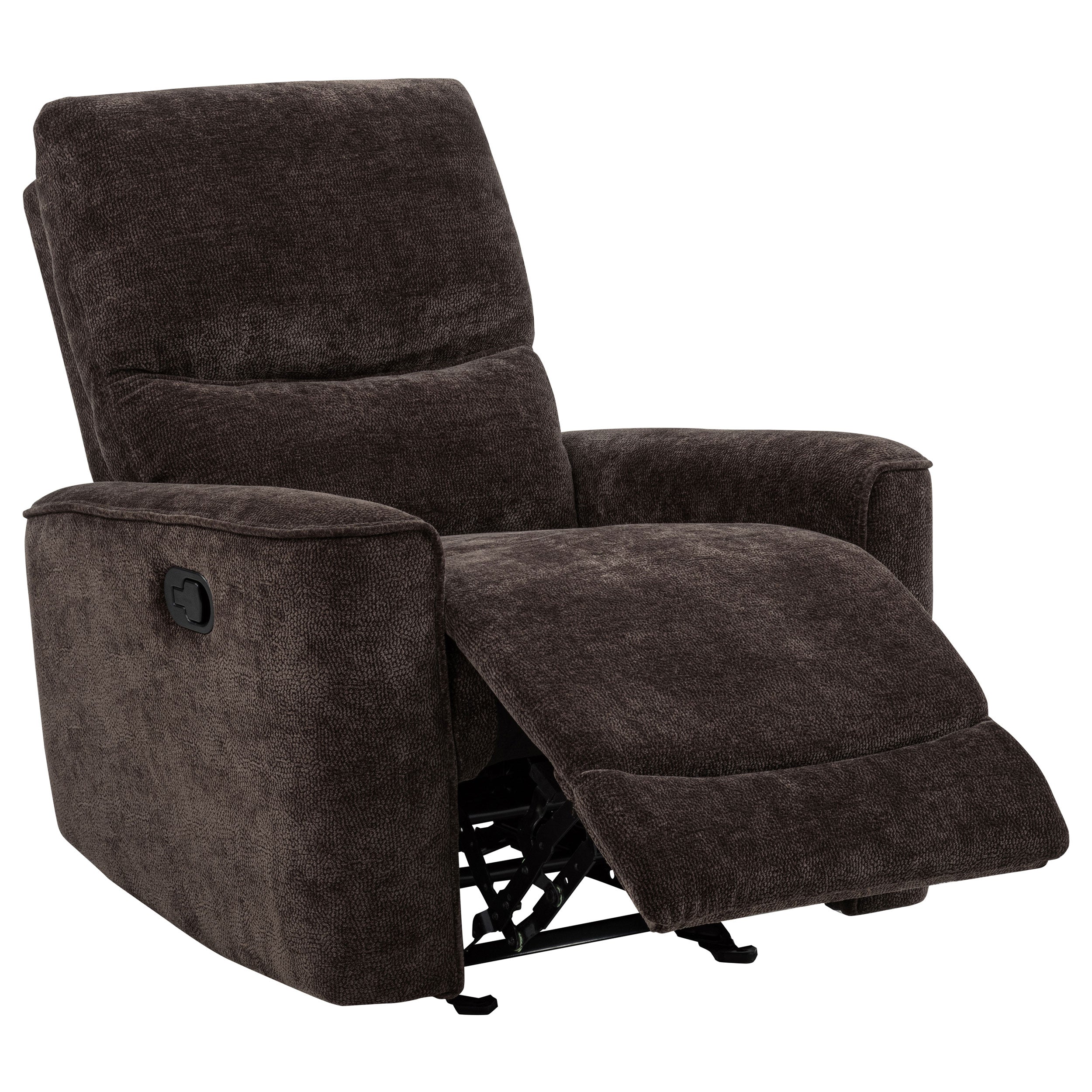 Navarro Chenille Upholstered Glider Recliner Dark Brown — view 1