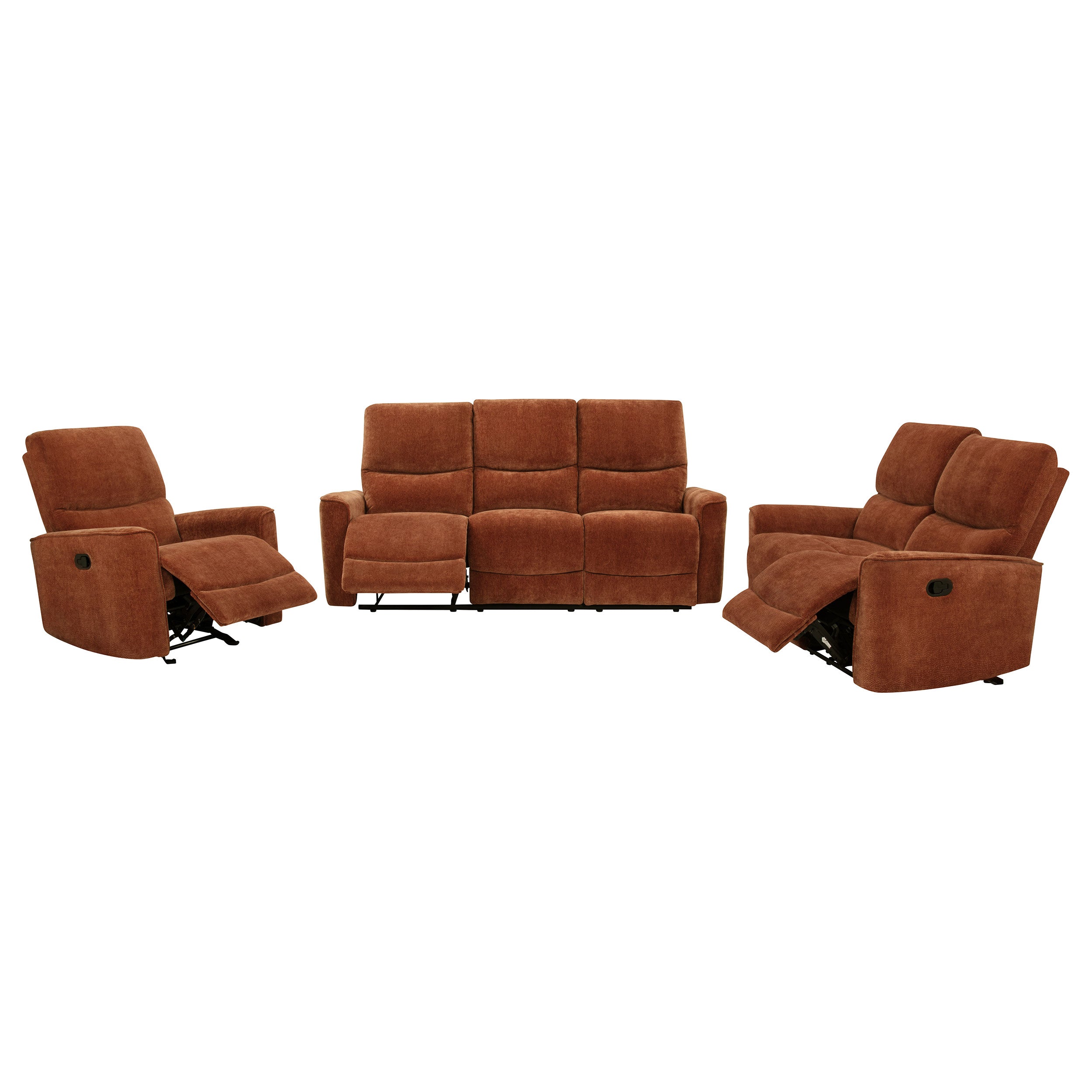 Navarro 3-piece Upholstered Reclining Sofa Set Orange — view 4