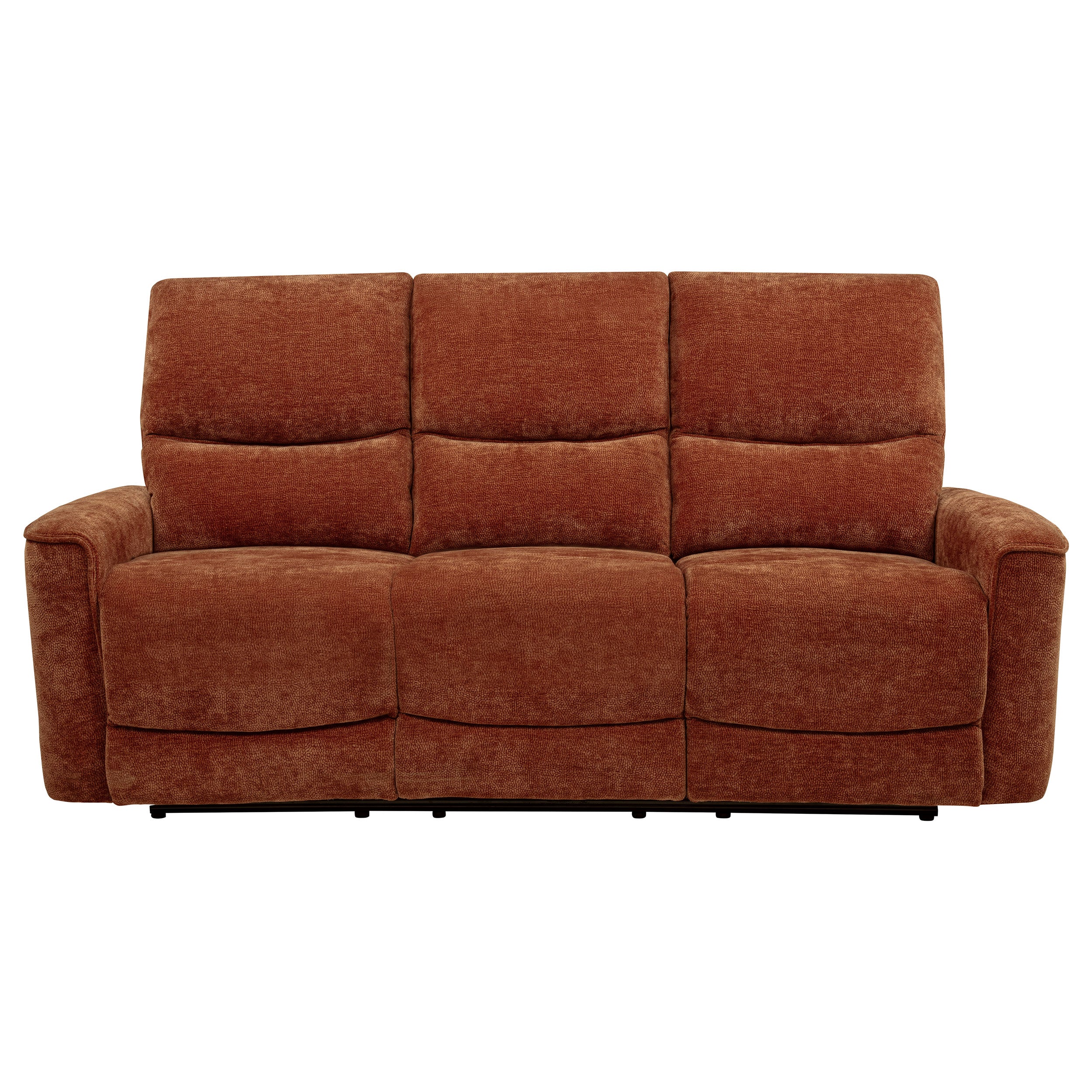 Navarro Chenille Upholstered Reclining Sofa Burnt Orange — view 5