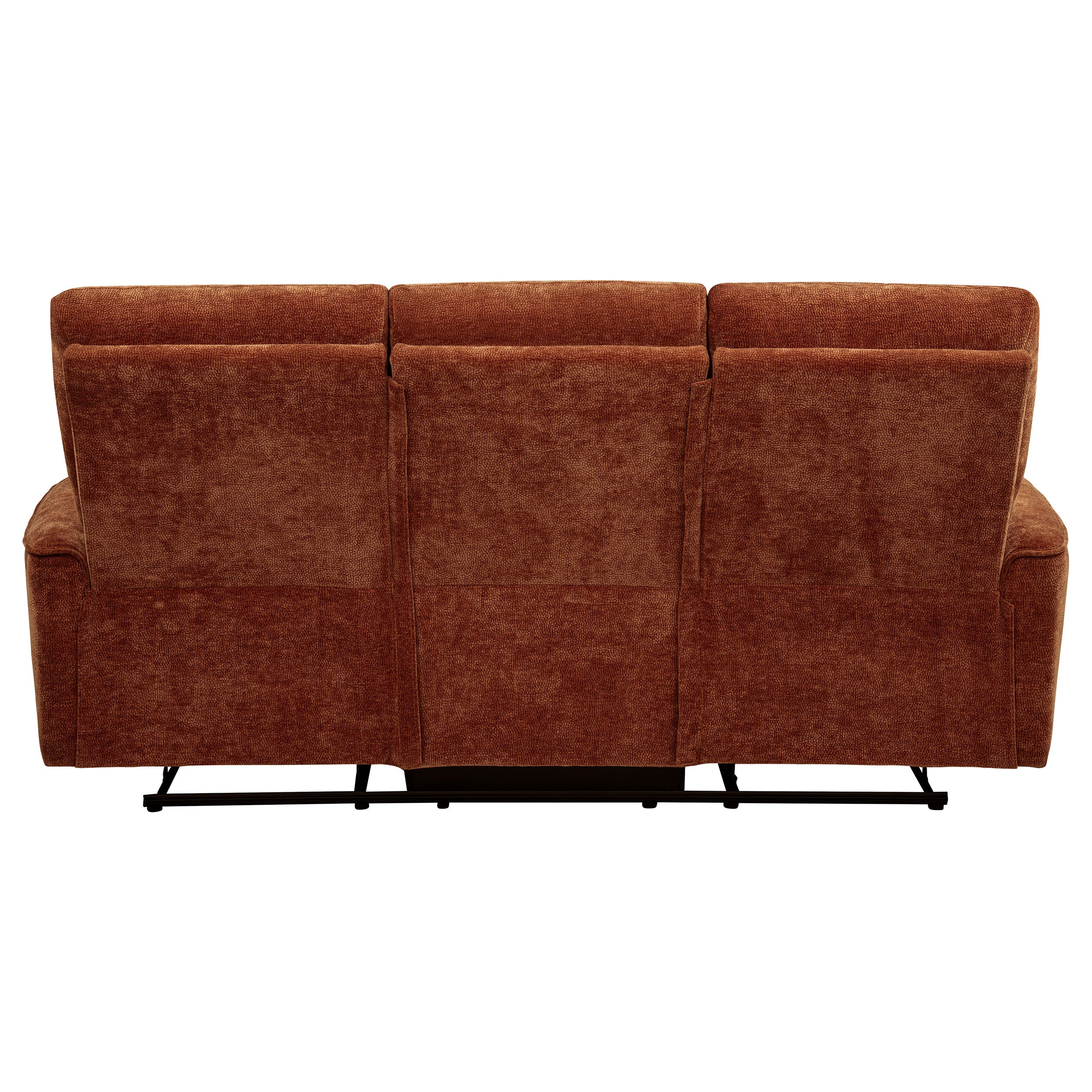 Navarro Chenille Upholstered Reclining Sofa Burnt Orange — view 7