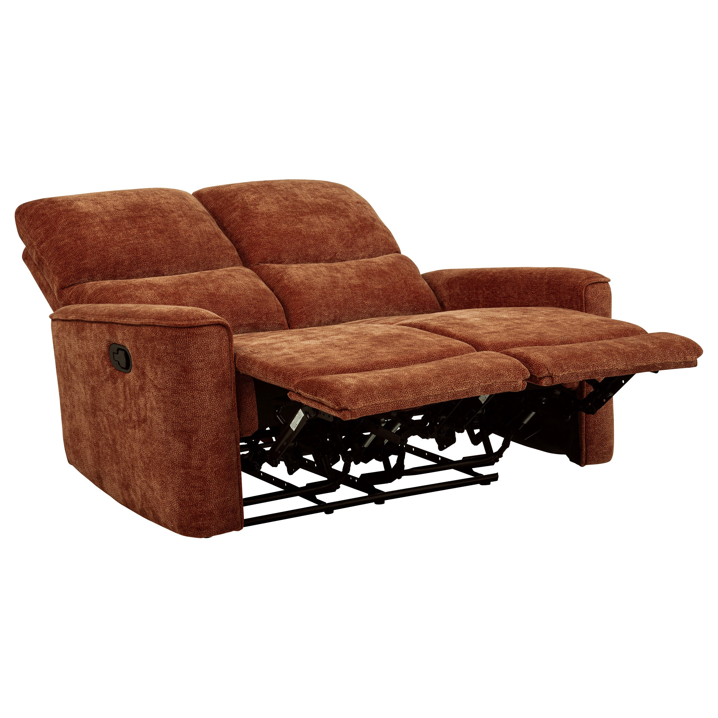 Navarro Chenille Upholstered Reclining Loveseat Burnt Orange — view 5