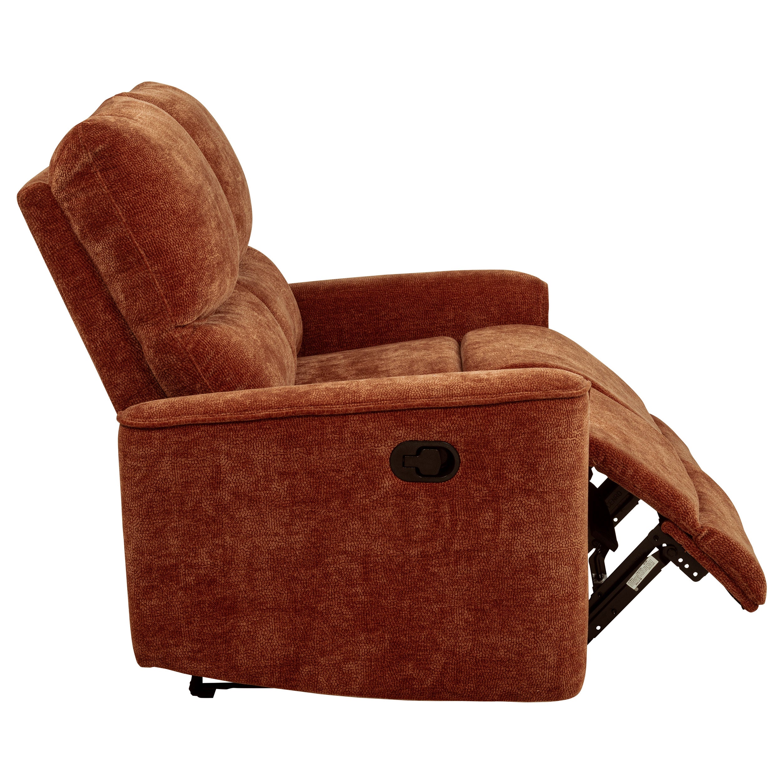 Navarro Chenille Upholstered Reclining Loveseat Burnt Orange — view 10