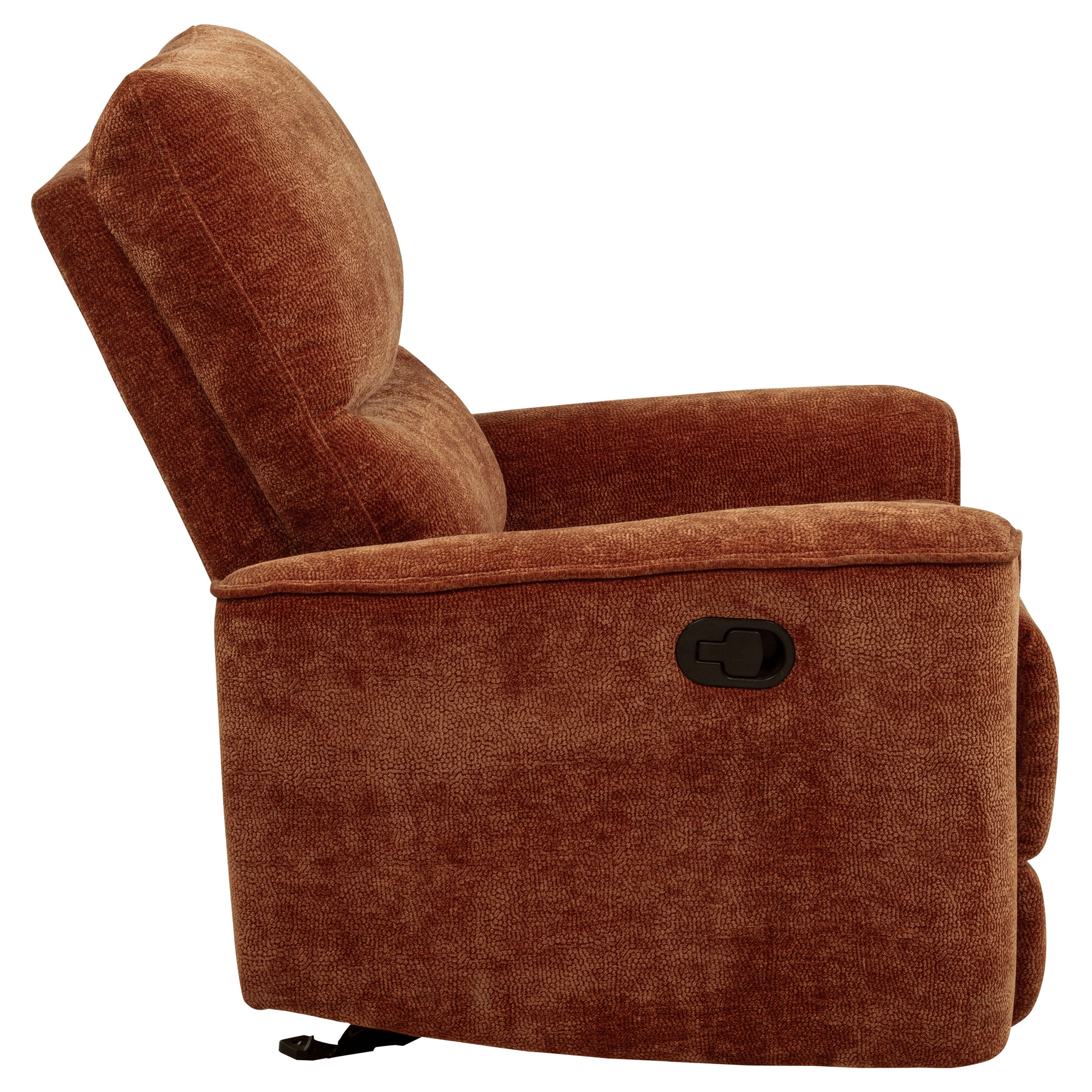 Navarro Chenille Upholstered Glider Recliner Burnt Orange — view 9