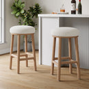 Rubber Wood & Fabric Counter Stool 300Lb Capacity, Easy Assembly For Home & Commercial Use (Set of 2) - Natural / Beige