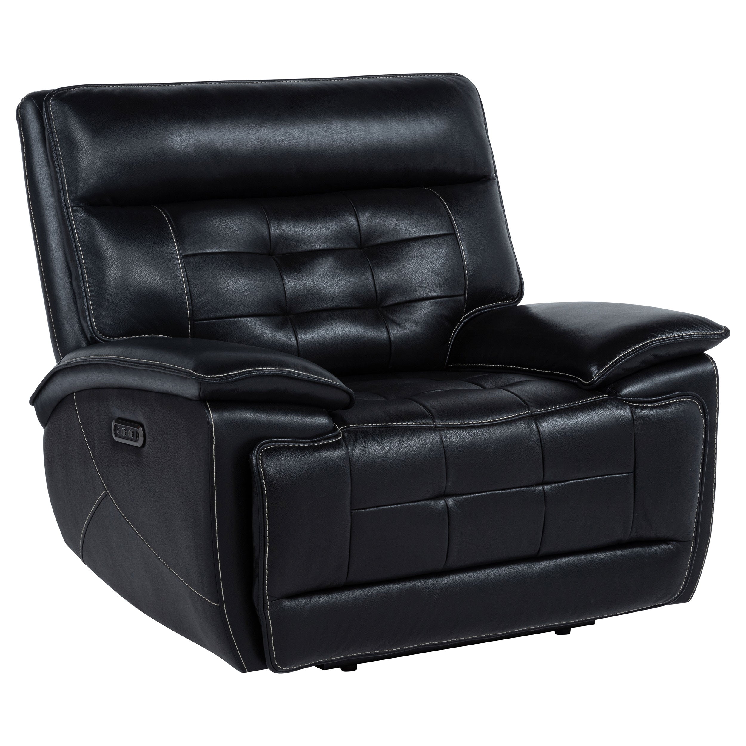 Hewitt Leather Upholstered Dual Power Recliner Chair Black — view 1