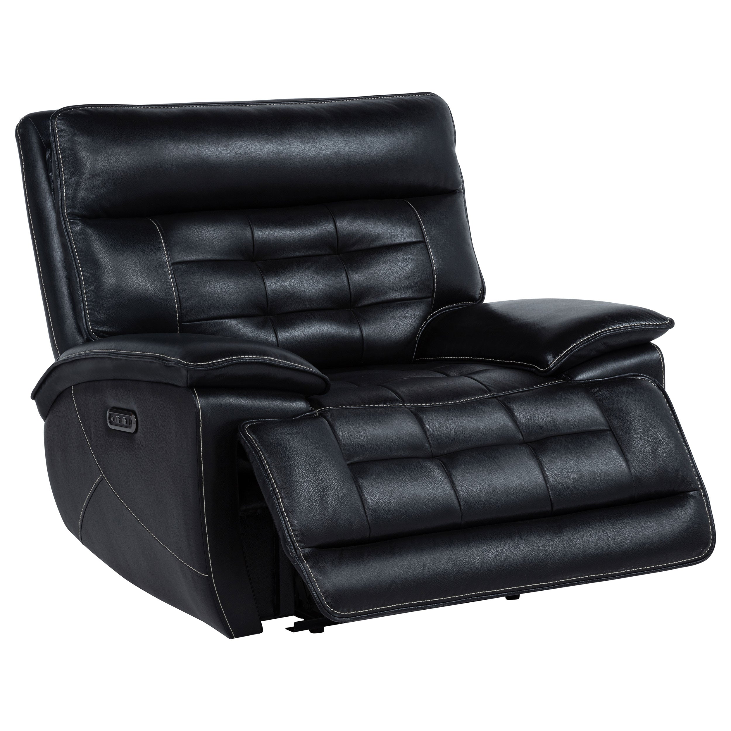 Hewitt Leather Upholstered Dual Power Recliner Chair Black — view 4