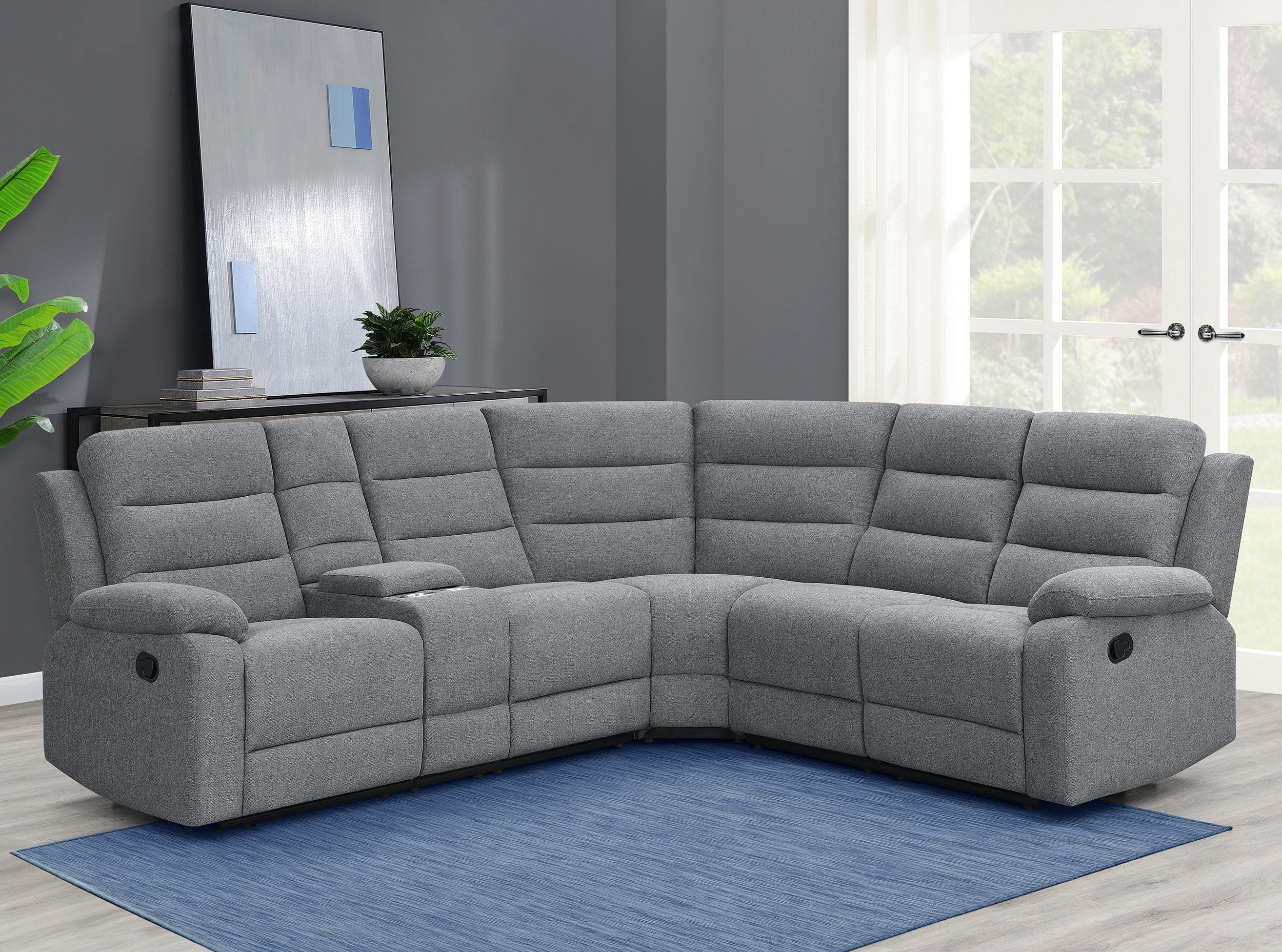 David Upholstered Reclining Sectional Sofa Smoke — view 2
