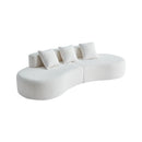 Curved Boneless Couch, Half Moon Sofa, 5 Seat Couch With High Density Foam Filled For Living Room - White
