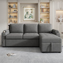 Convertible L Shaped Sofa Couch With Storage, Cup Holders, USB Ports