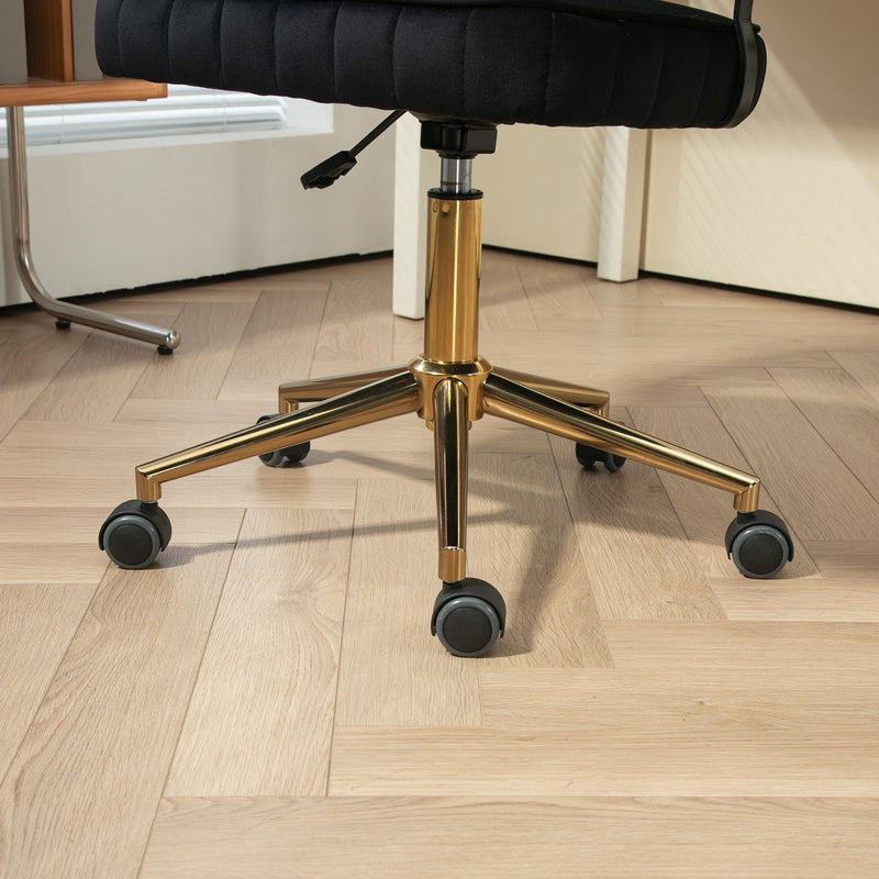 Modern Velvet Home Office Desk Chair With Adjustable Height And Swivel Wheels