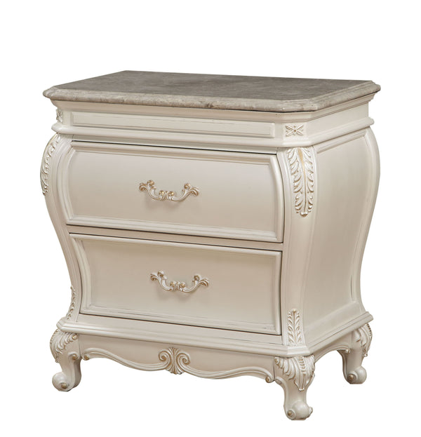 Chantelle - Nightstand With Granite Top - White