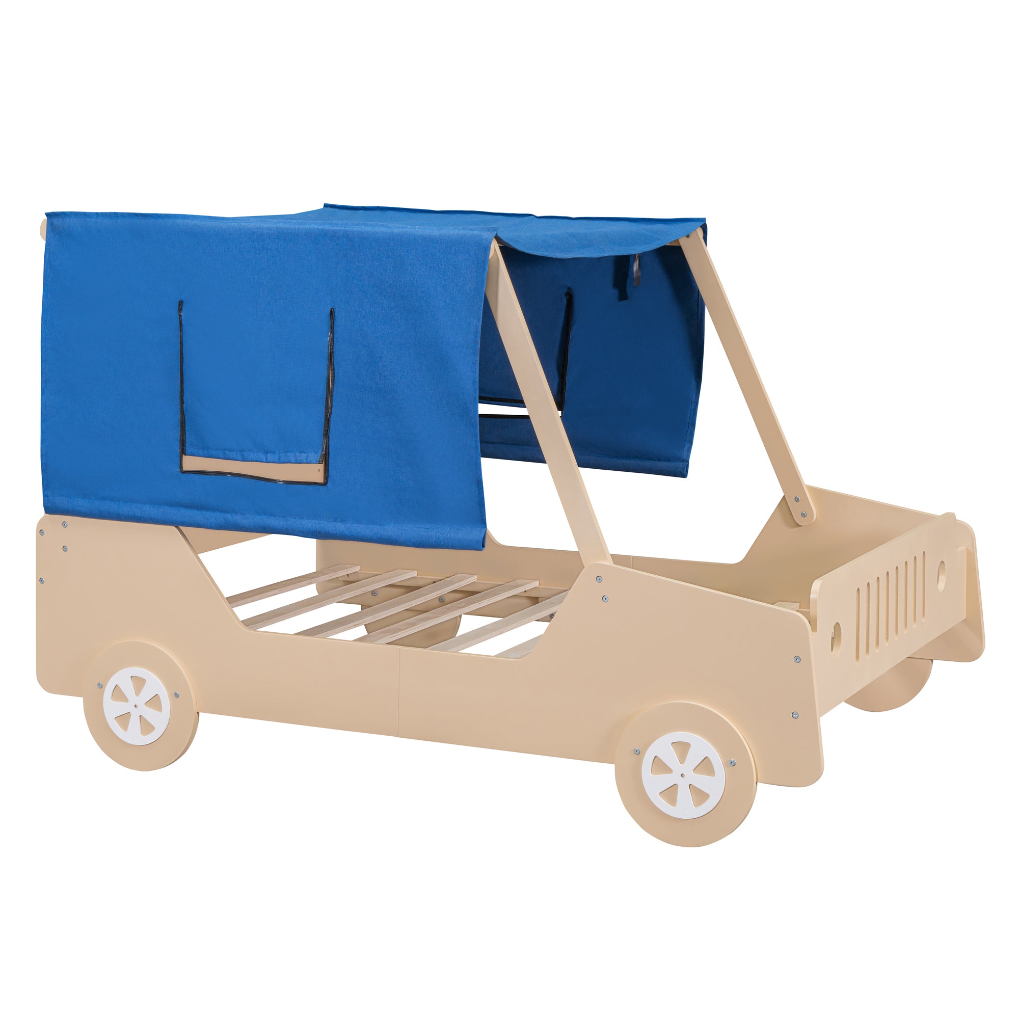 Full Size Car Shaped Bed with Tents,Natural