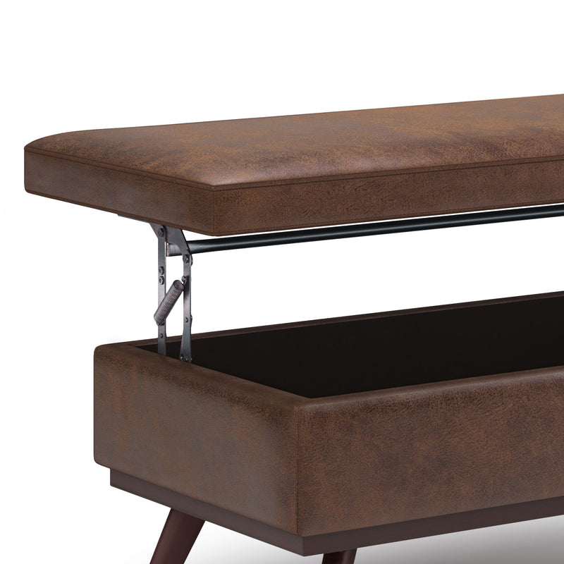 Owen - Lift Top Large Coffee Table Storage Ottoman, Mid Century Style