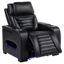Zuma - Faux Leather Upholstered Dual Power LED Recliner - Black