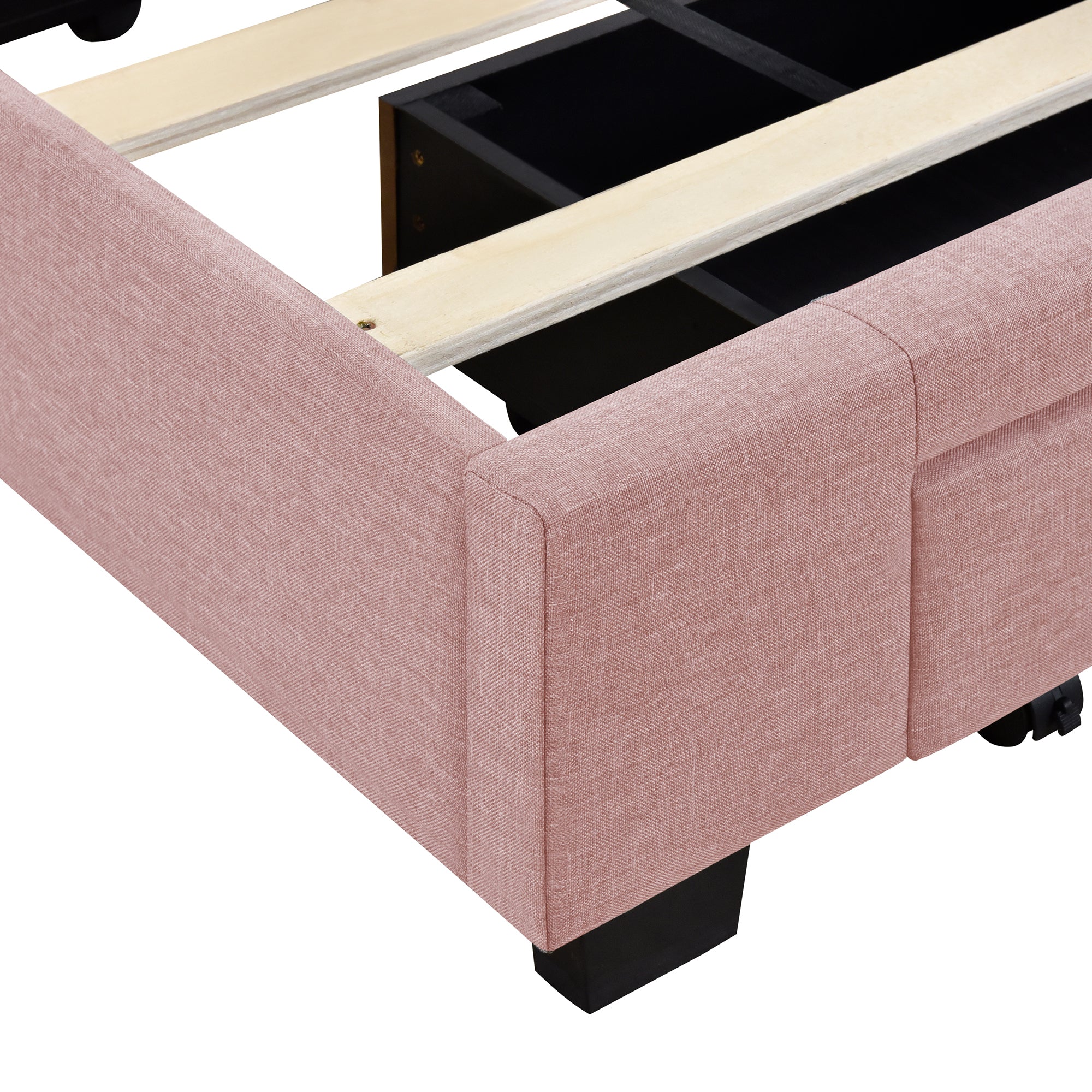Queen Size Storage Bed Linen Upholstered Platform Bed with 3 Drawers (Pink) - Atlantic Fine Furniture Melbourne FL