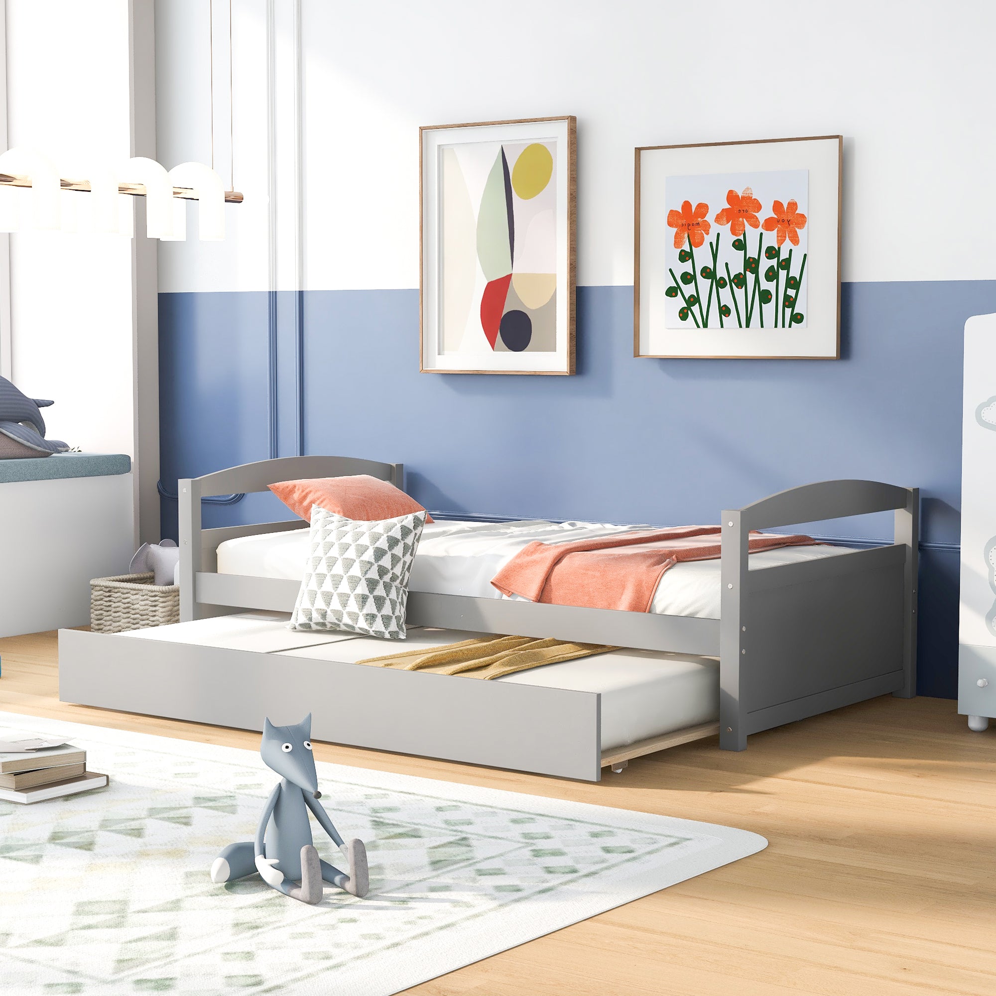 Twin Size Daybed with Trundle, Gray - Atlantic Fine Furniture Melbourne FL