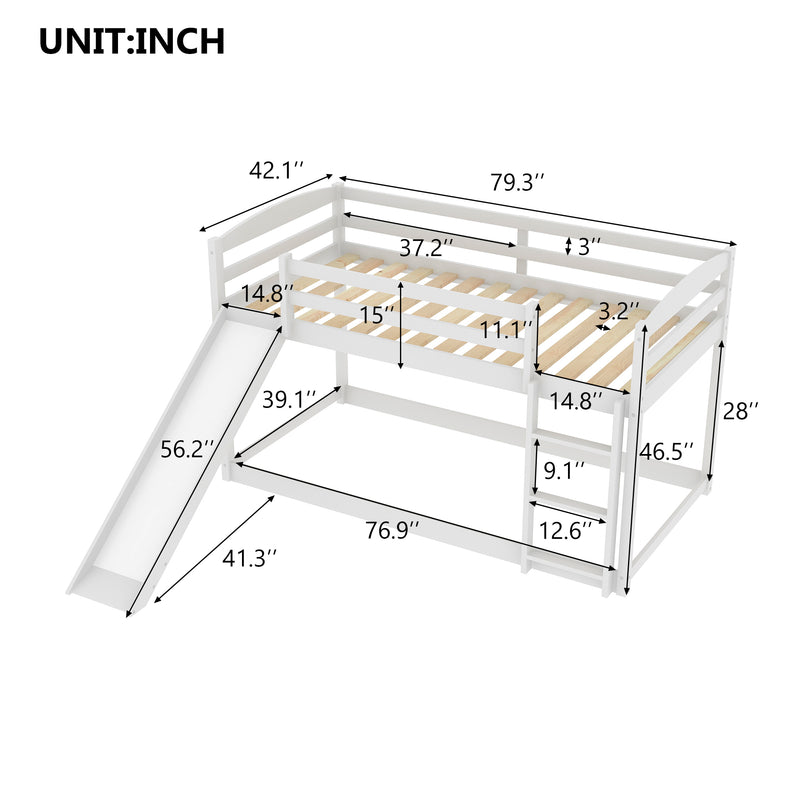 Twin over Twin Bunk Bed with Convertible Slide and Ladder , White(Old SKU:WF281725AAK)