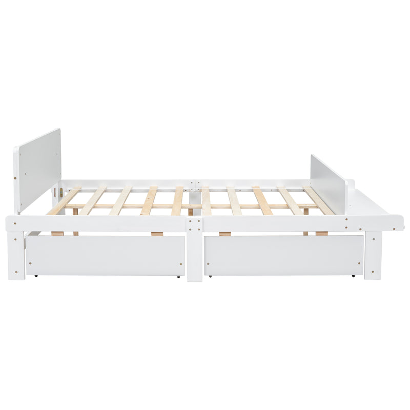 Full Bed with Footboard Bench,2 drawers,White