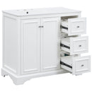 Bathroom Vanity With Sink, Soft-Close Doors, Adjustable U-Shelf, 3 Drawers