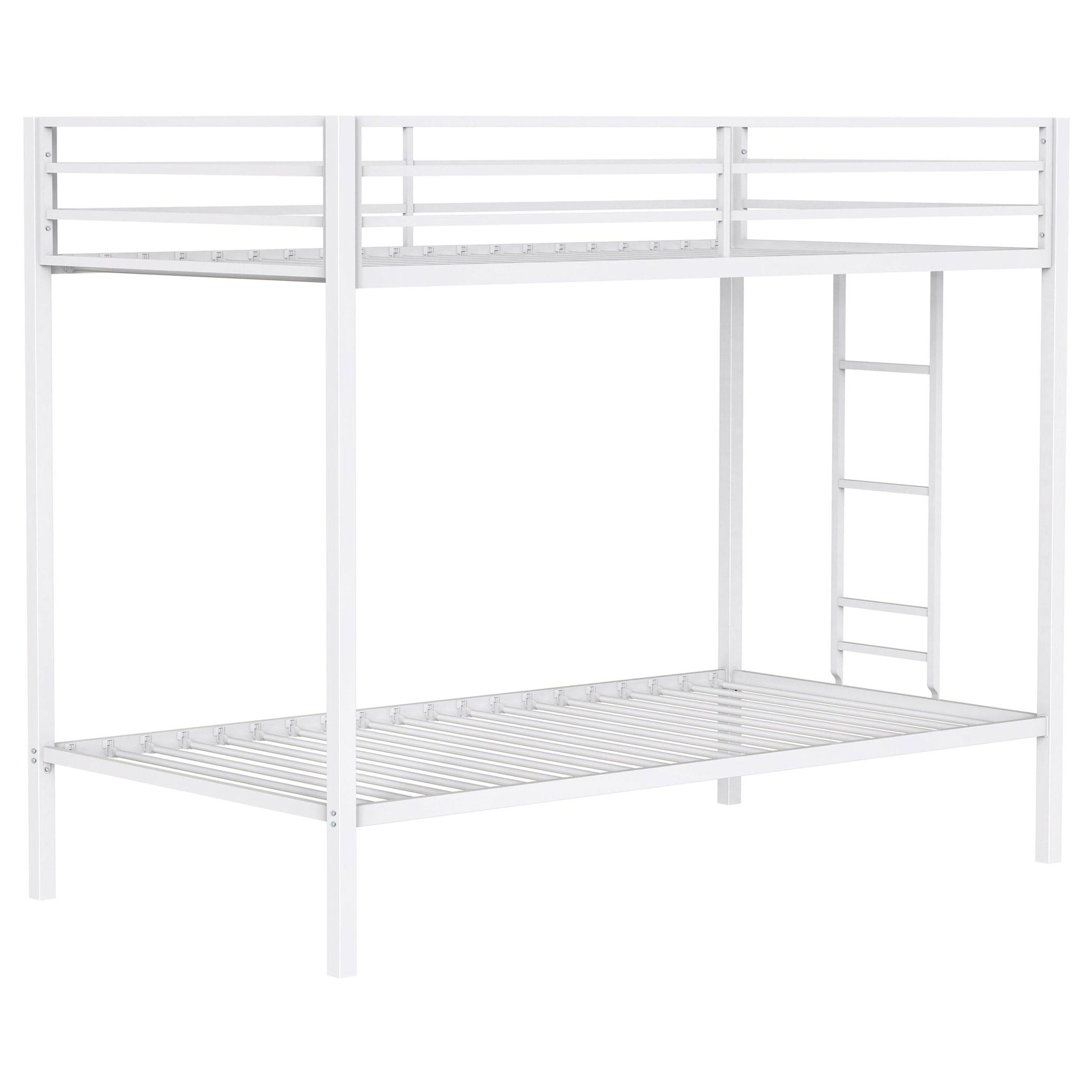 Alevera Metal Twin Over Twin Bunk Bed with Ladder White