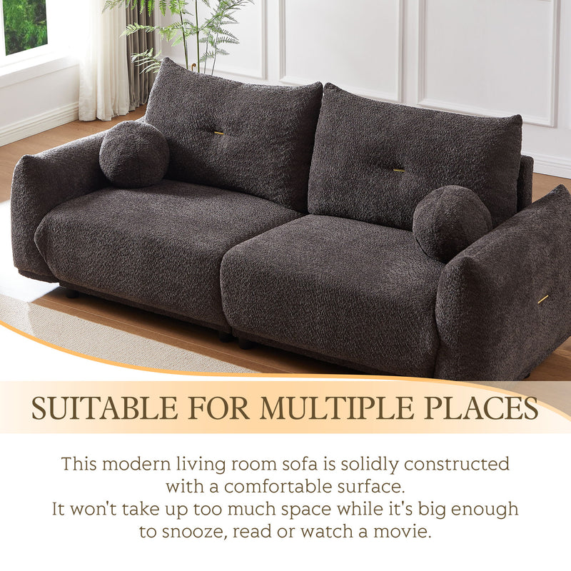 2 Seater Cushion Sofa With 2 Cushions And 2 Ball Pillows