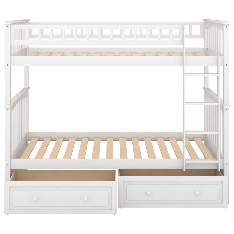 Twin Over Twin Bunk Bed With Drawers, Convertible Beds