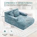 Chenille Interior Lazy Sofa Chaise Longue Armchair With 3 Pillows And Armrests