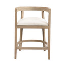 Modern Rubberwood Counter Stool Set With Upholstered Seats