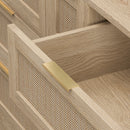 Elegant Rattan Locker With 9 Drawers, Metal Handles