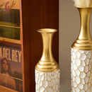 Floor Metal Vase Modern Style Decoration Home Metal Vase (Set of 3) Gorgeous Home Decoration Large Glazed Metal Vases - Gold / White