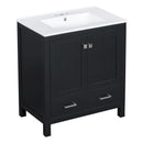 Bathroom Vanity With Single Sink, Combo Cabinet Undermount Sink, Bathroom Storage Cabinet With Two Doors And A Drawer, Soft Closing, Multifunctional Storage, Solid Wood Frame