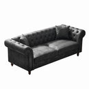 Chesterfield 3 And 3 Seater Sofa Set High Tech Fabric Roll Armrest Upholstered Couch