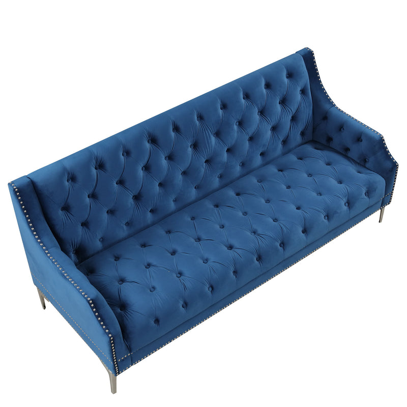 Modern Sofa Dutch Plush Upholstered Sofa With Metal Legs, Button Tufted Back