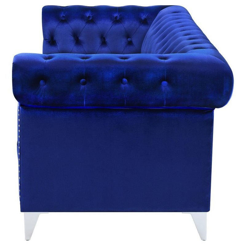 Bleker - Tufted Tuxedo Arm Sofa - Blue