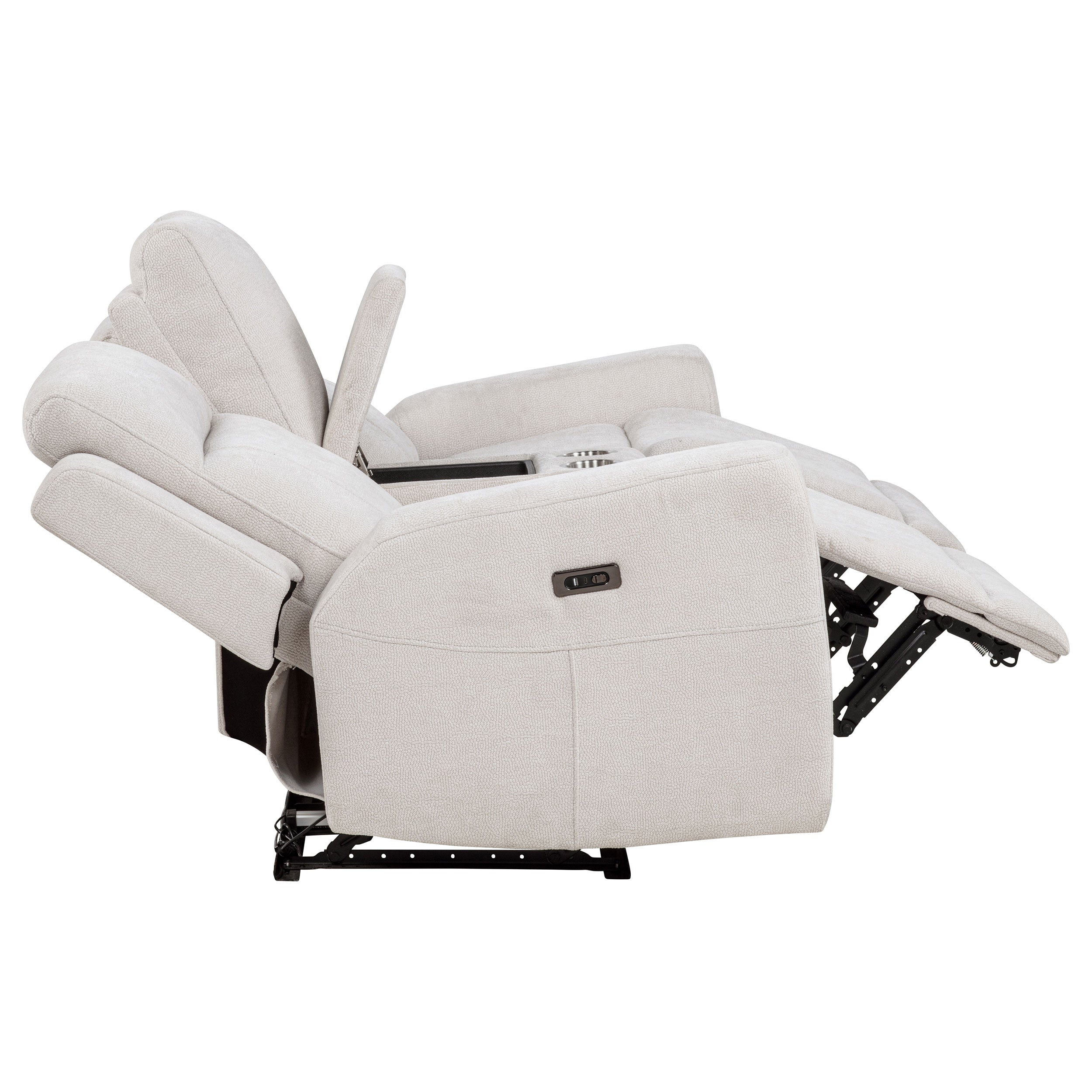 Kennett 2-piece Chenille Power Reclining Sofa Set Ivory — view 12