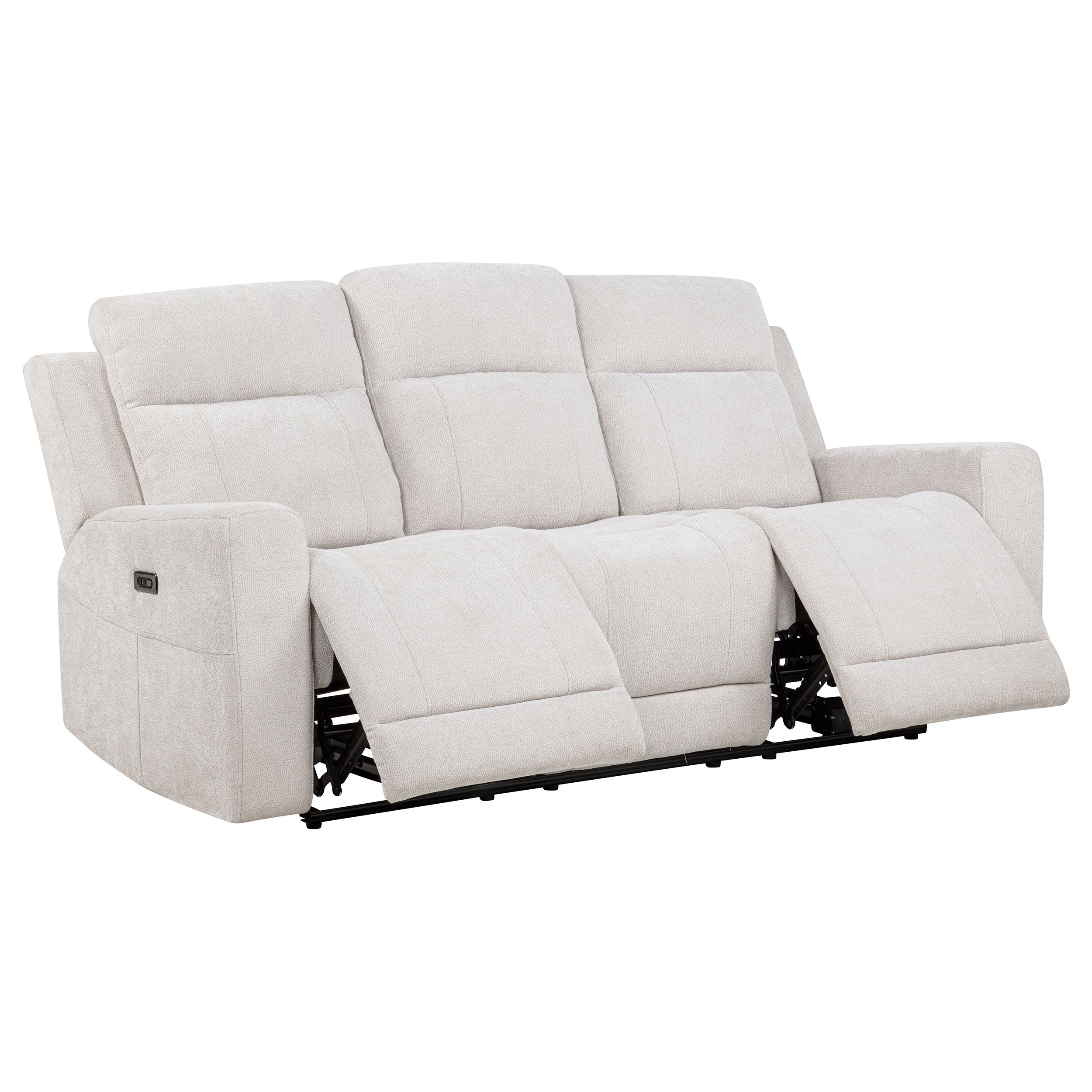 Kennett 3-piece Chenille Power Reclining Sofa Set Ivory — view 4