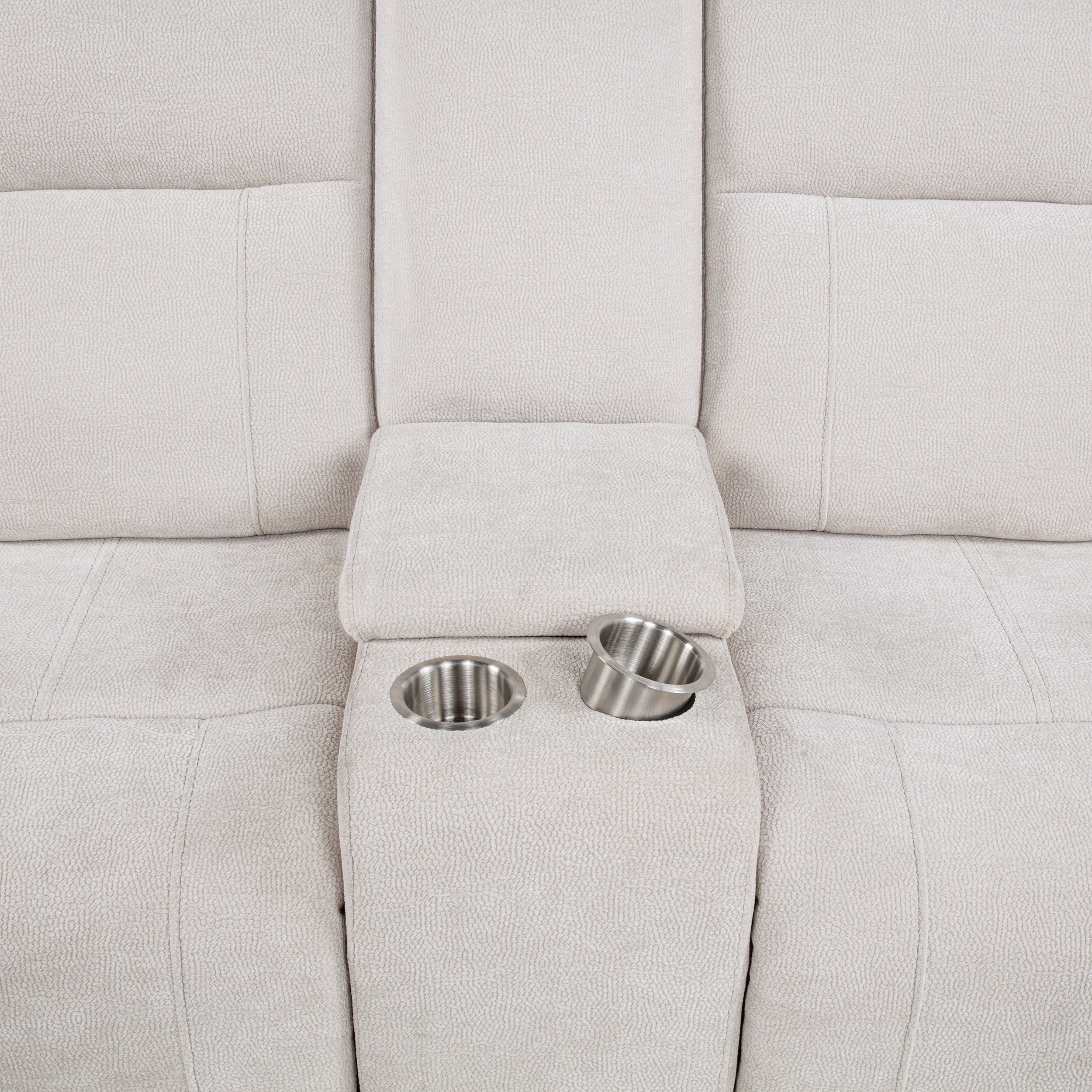 Kennett Chenille Upholstered Power Reclining Loveseat Ivory — view 9