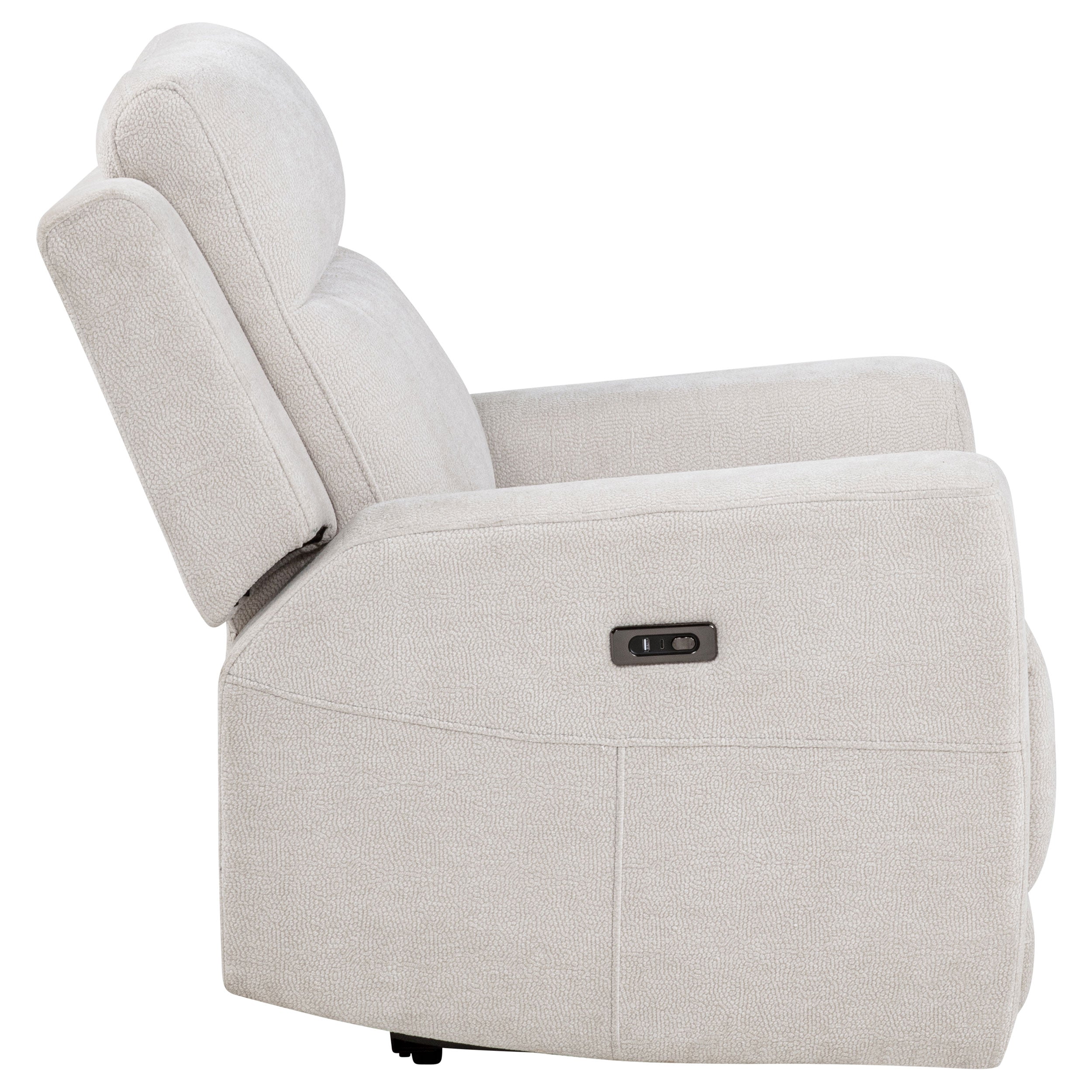Kennett Chenille Upholstered Power Recliner Chair Ivory — view 7