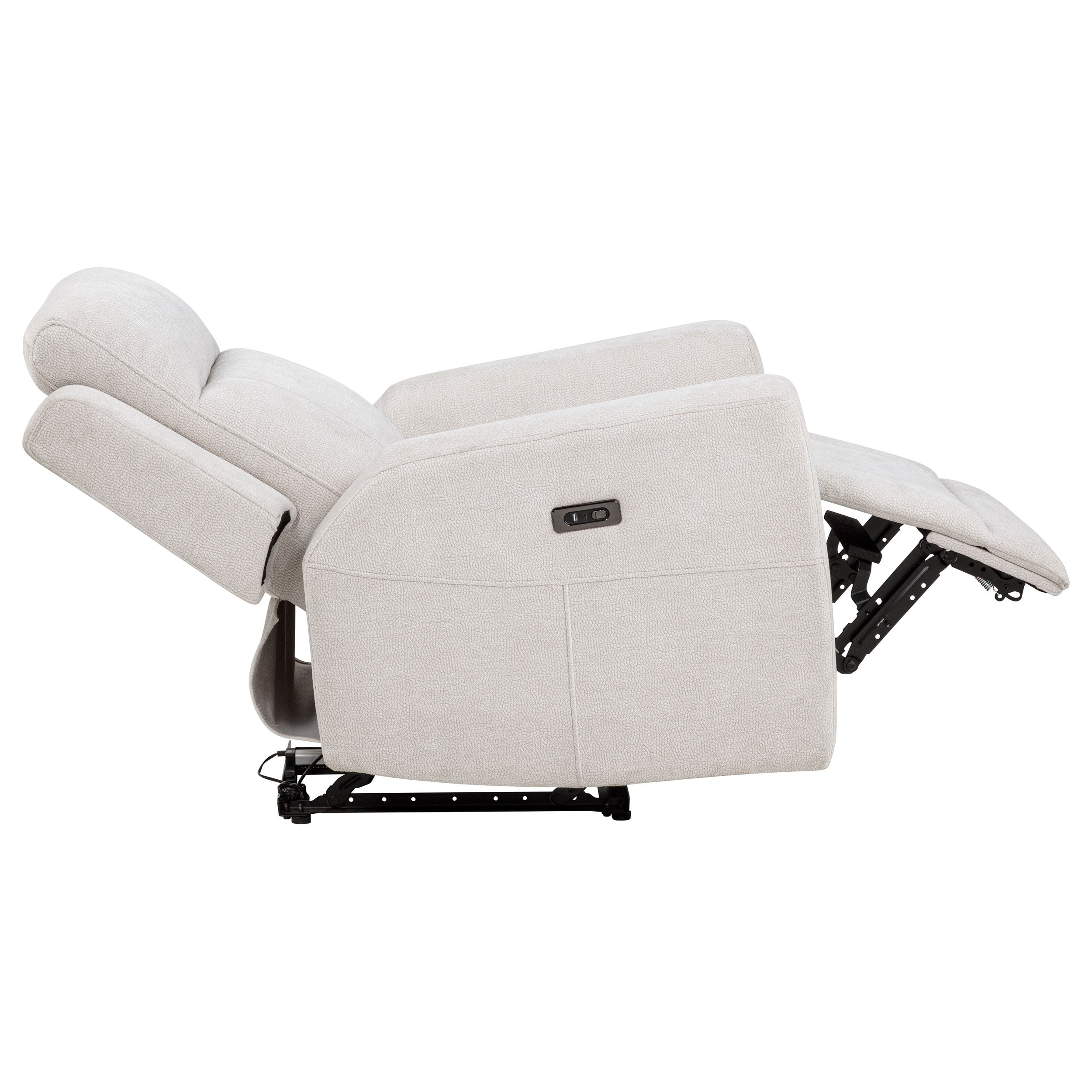 Kennett Chenille Upholstered Power Recliner Chair Ivory — view 8