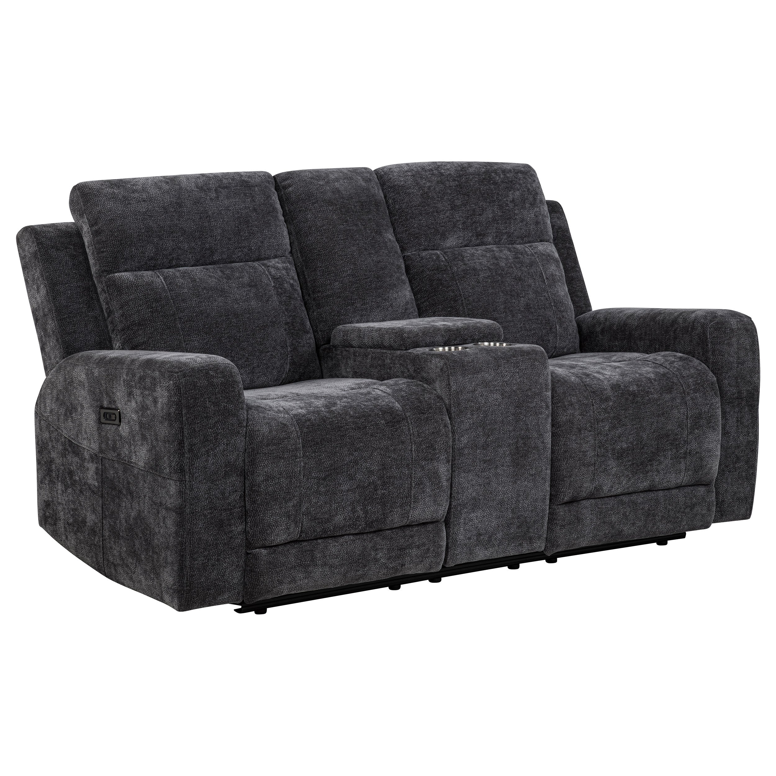 Kennett 2-piece Chenille Power Reclining Sofa Set Dark Grey — view 9