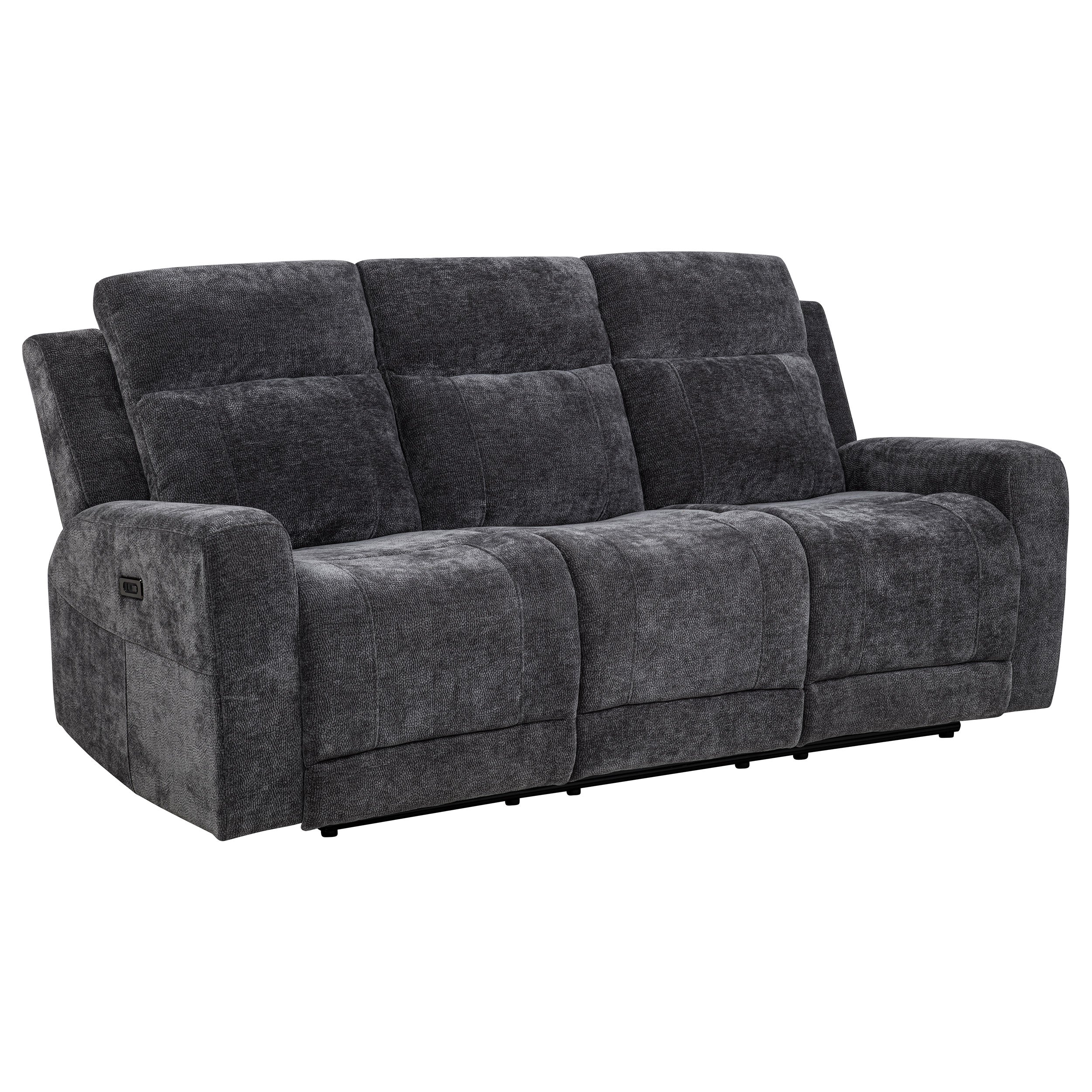 Kennett 3-piece Chenille Power Reclining Sofa Set Dark Grey — view 3