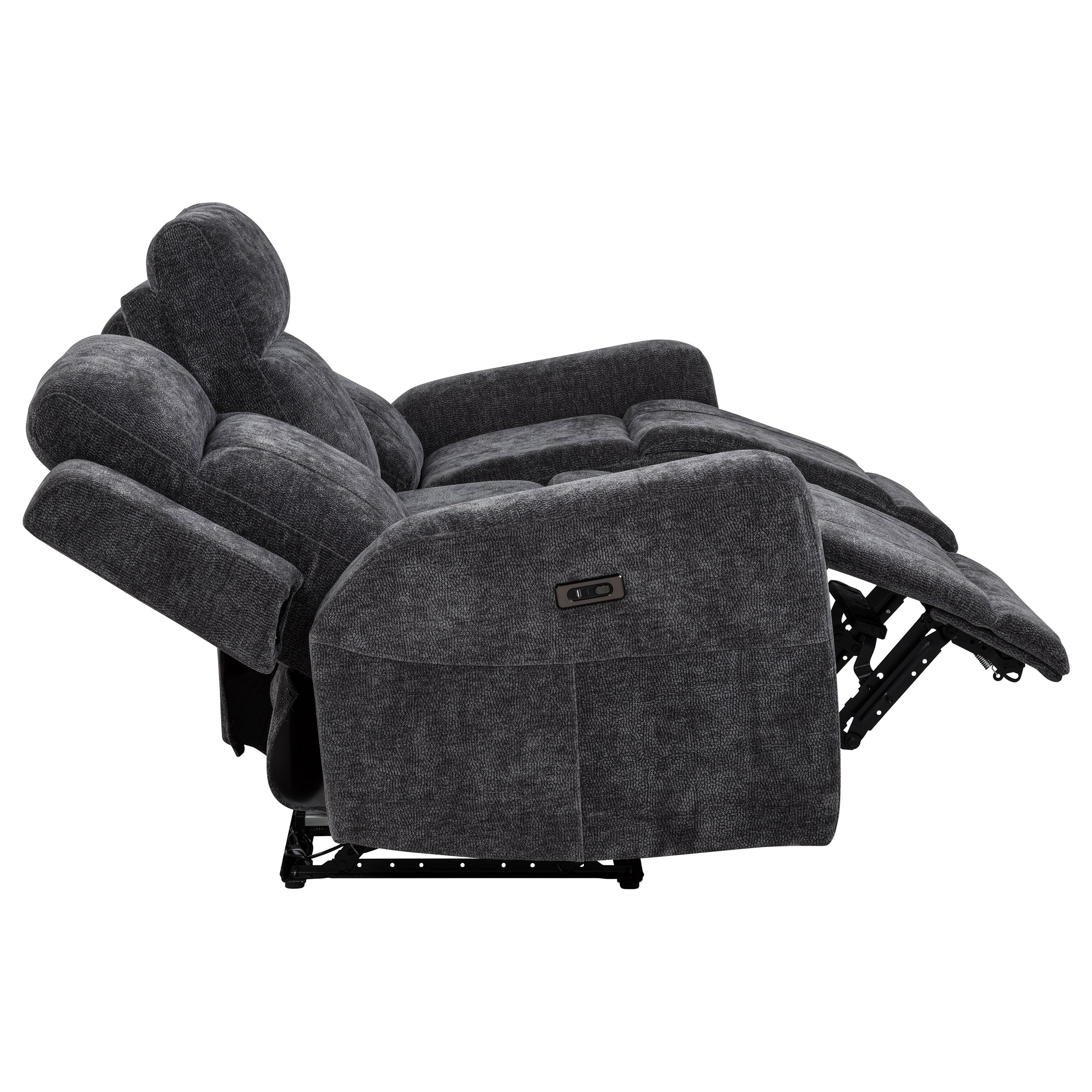Kennett 3-piece Chenille Power Reclining Sofa Set Dark Grey — view 6