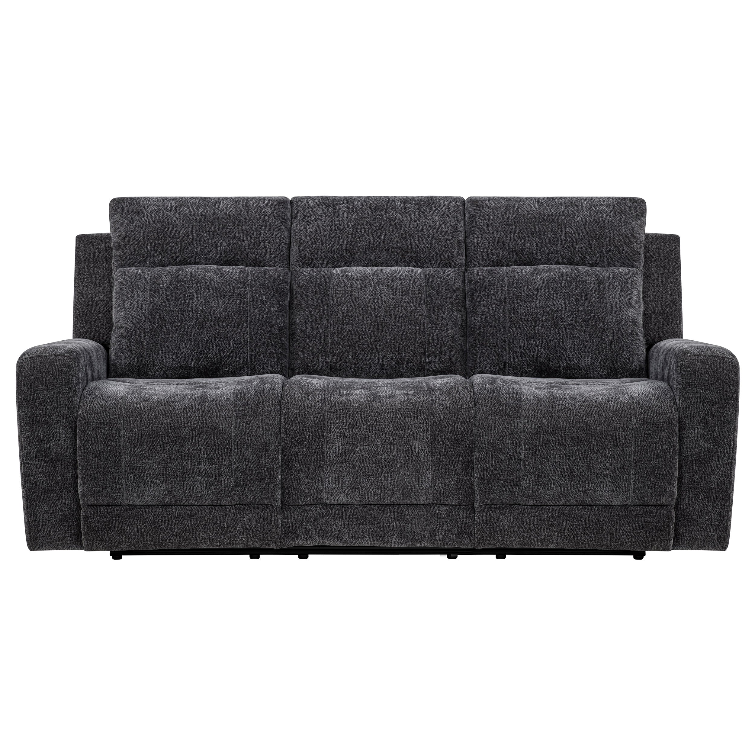 Kennett Chenille Upholstered Power Reclining Sofa Dark Grey — view 5