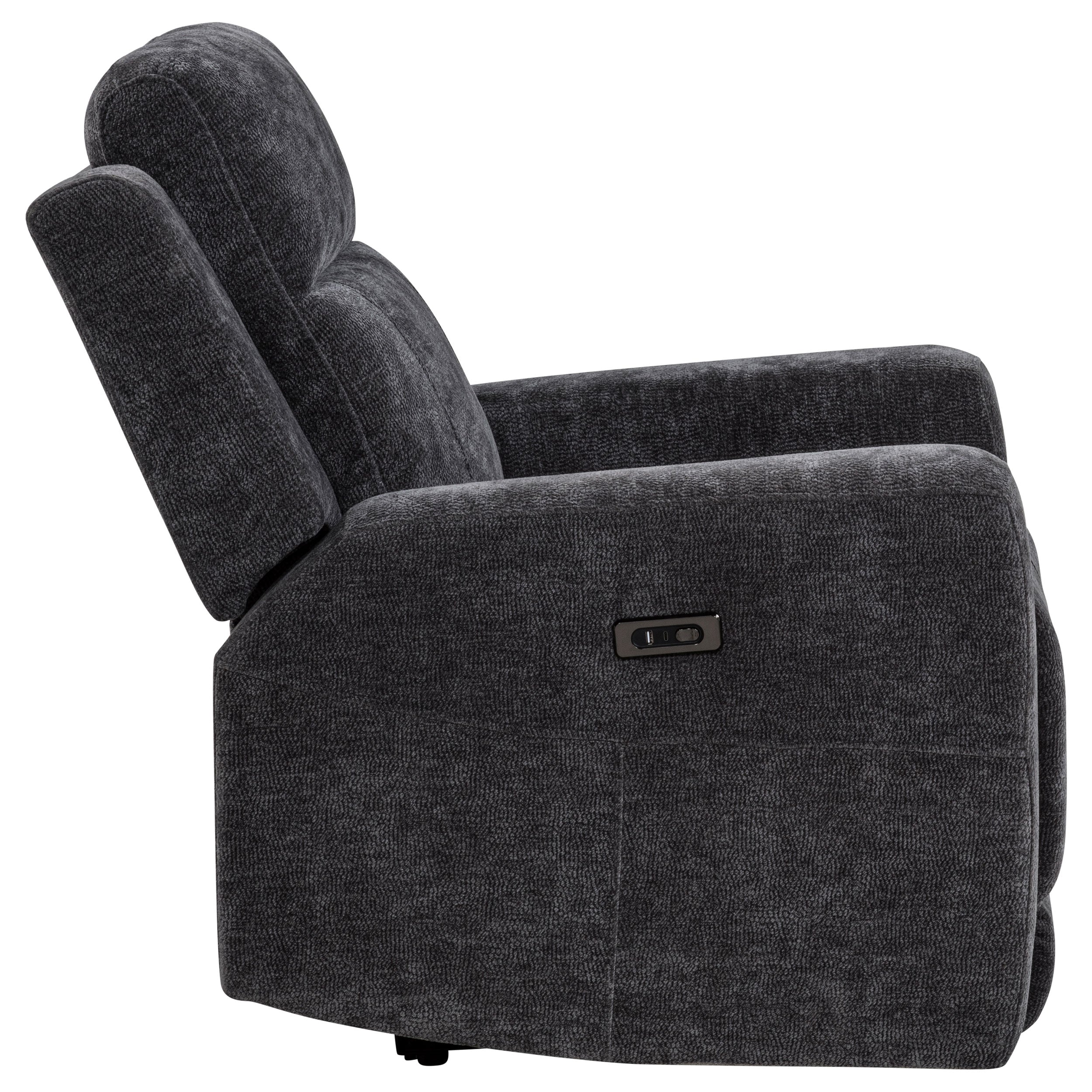 Kennett Chenille Upholstered Power Recliner Chair Dark Grey — view 7