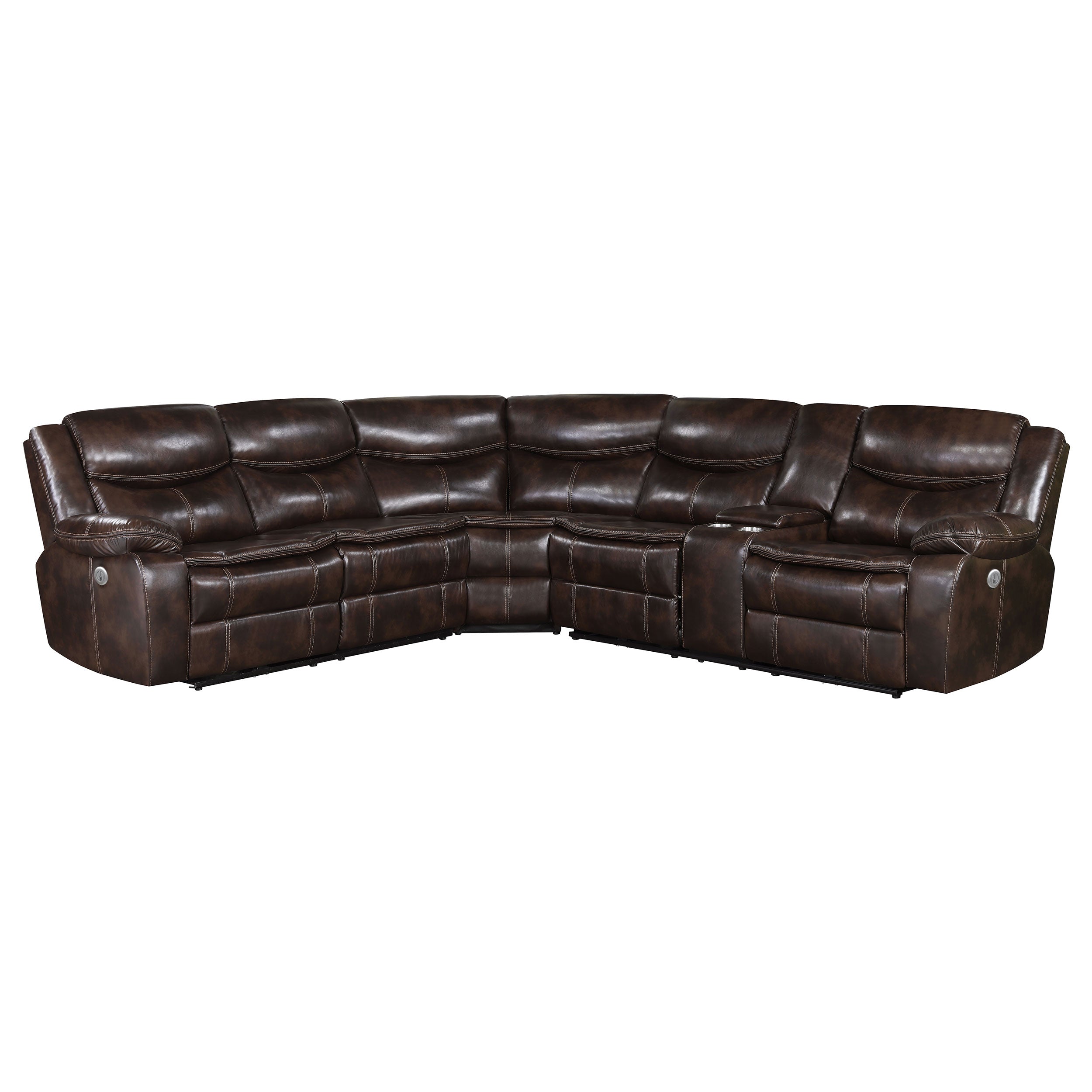 Sycamore Upholstered Power Reclining Sectional Sofa Brown — view 4