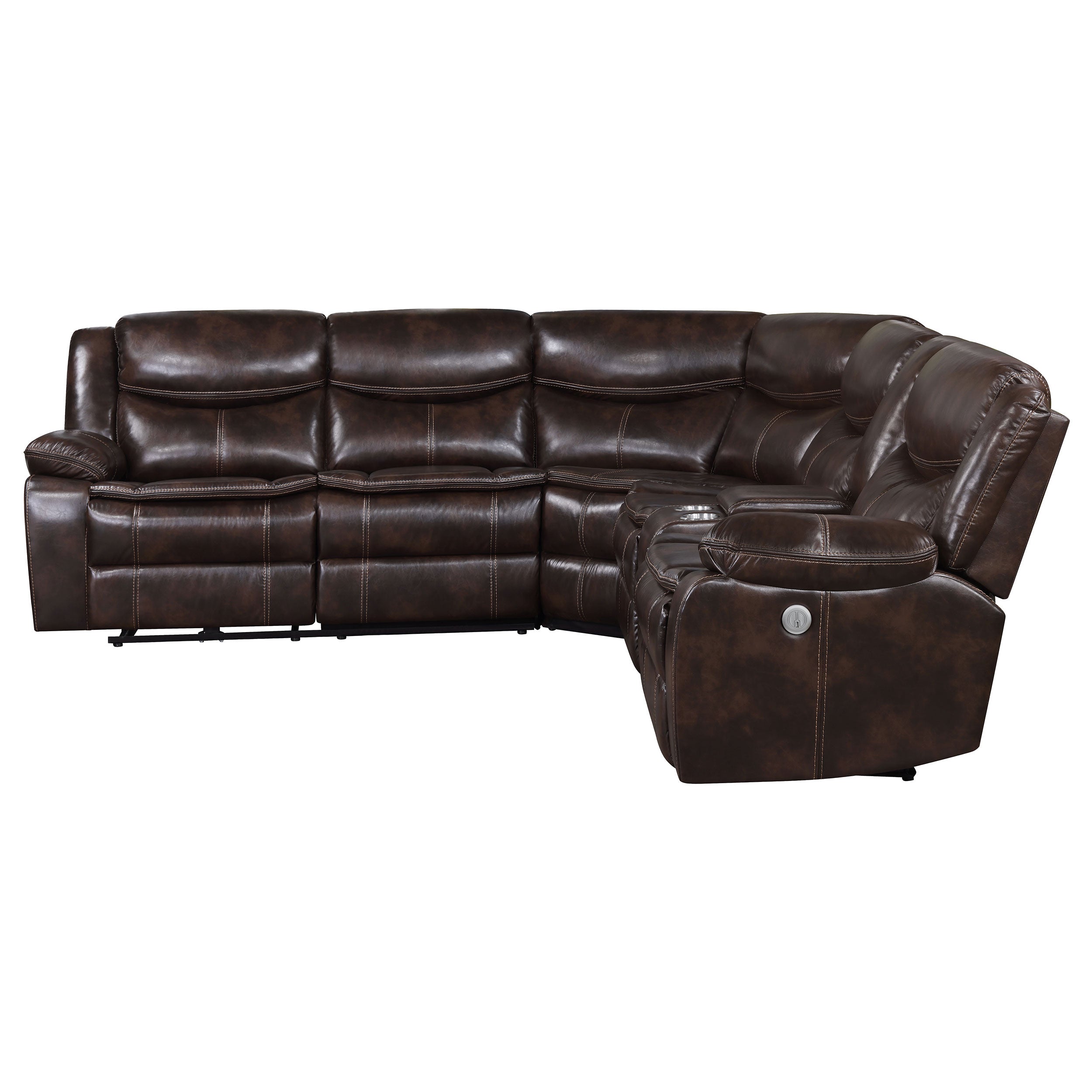 Sycamore Upholstered Power Reclining Sectional Sofa Brown — view 5
