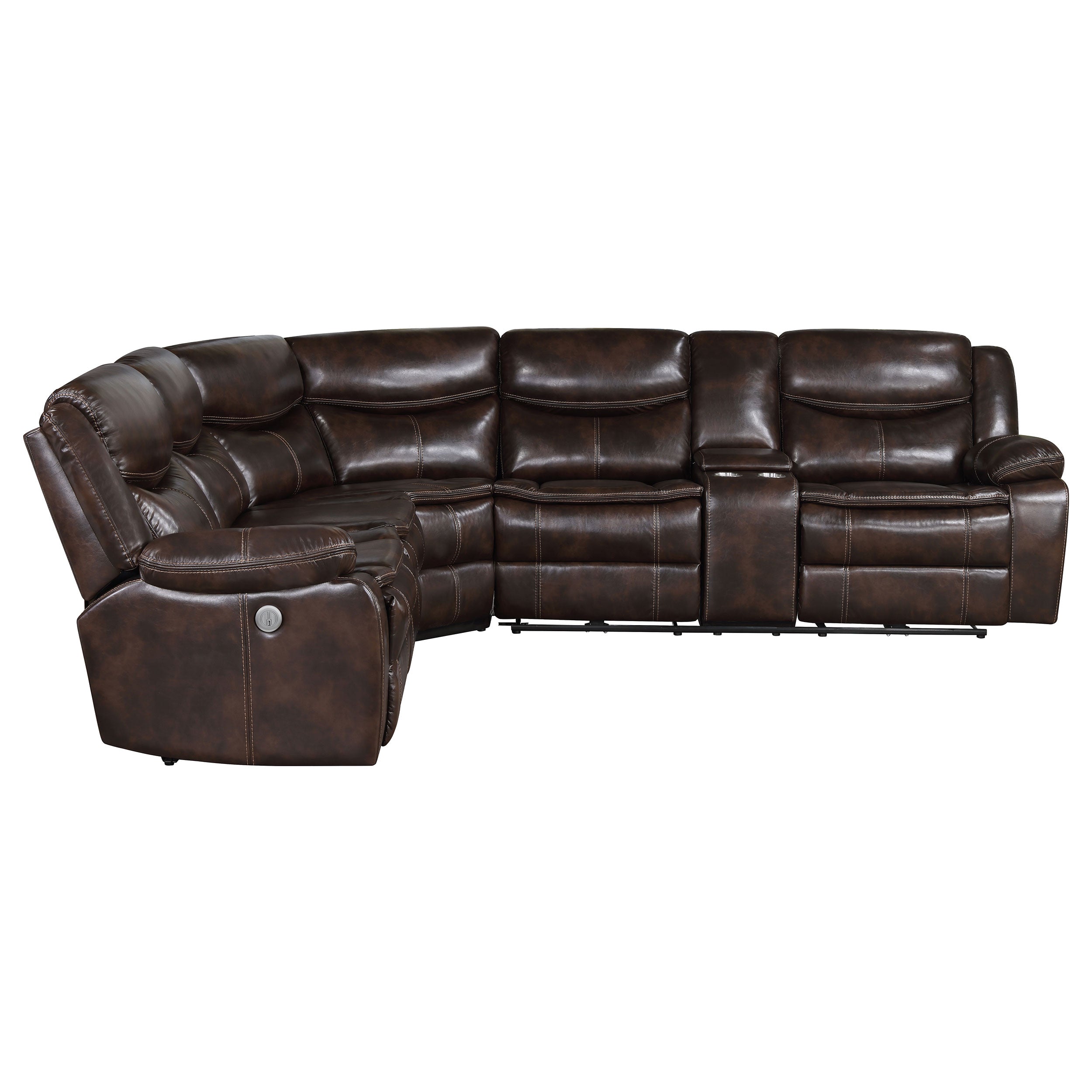 Sycamore Upholstered Power Reclining Sectional Sofa Brown — view 7