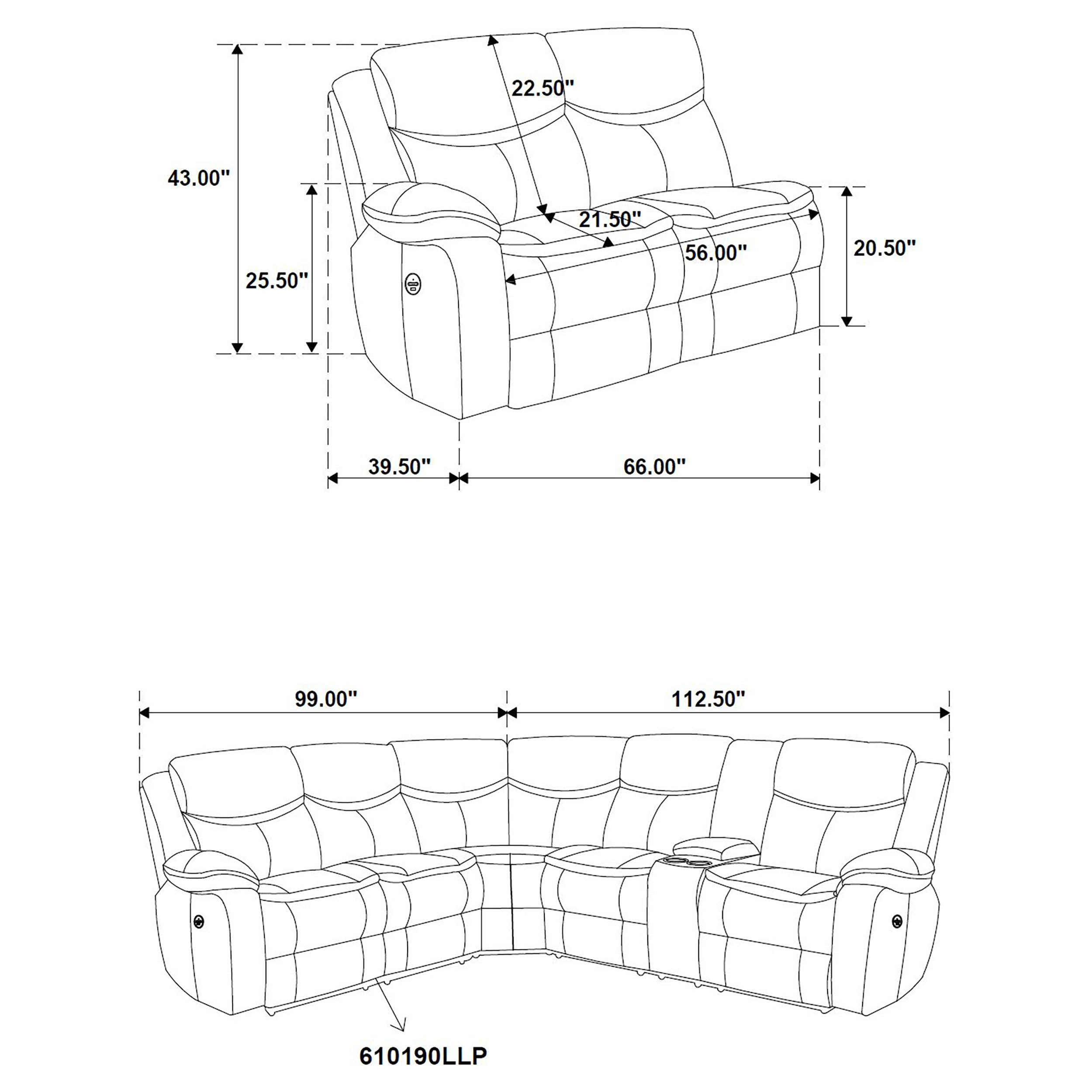 Sycamore Upholstered Power Reclining Sectional Sofa Brown — view 12