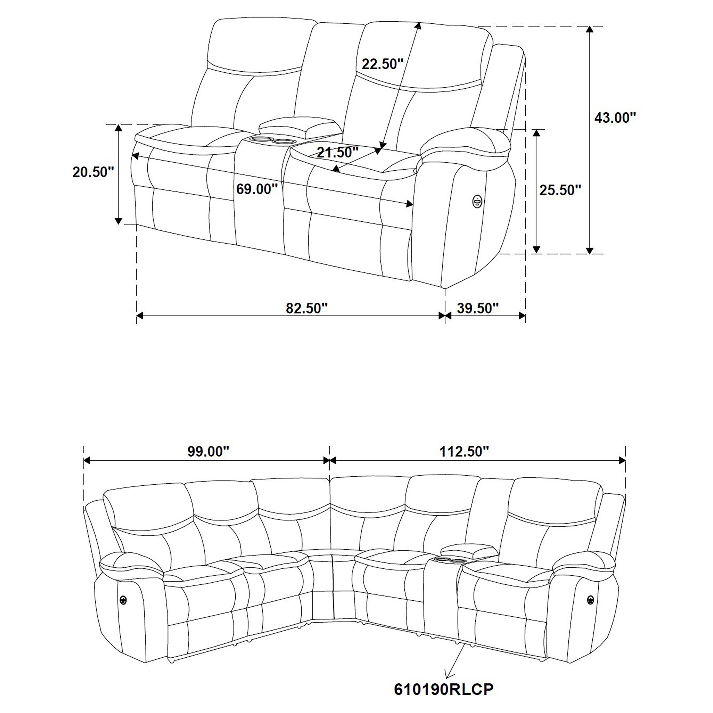 Sycamore Upholstered Power Reclining Sectional Sofa Brown — view 14