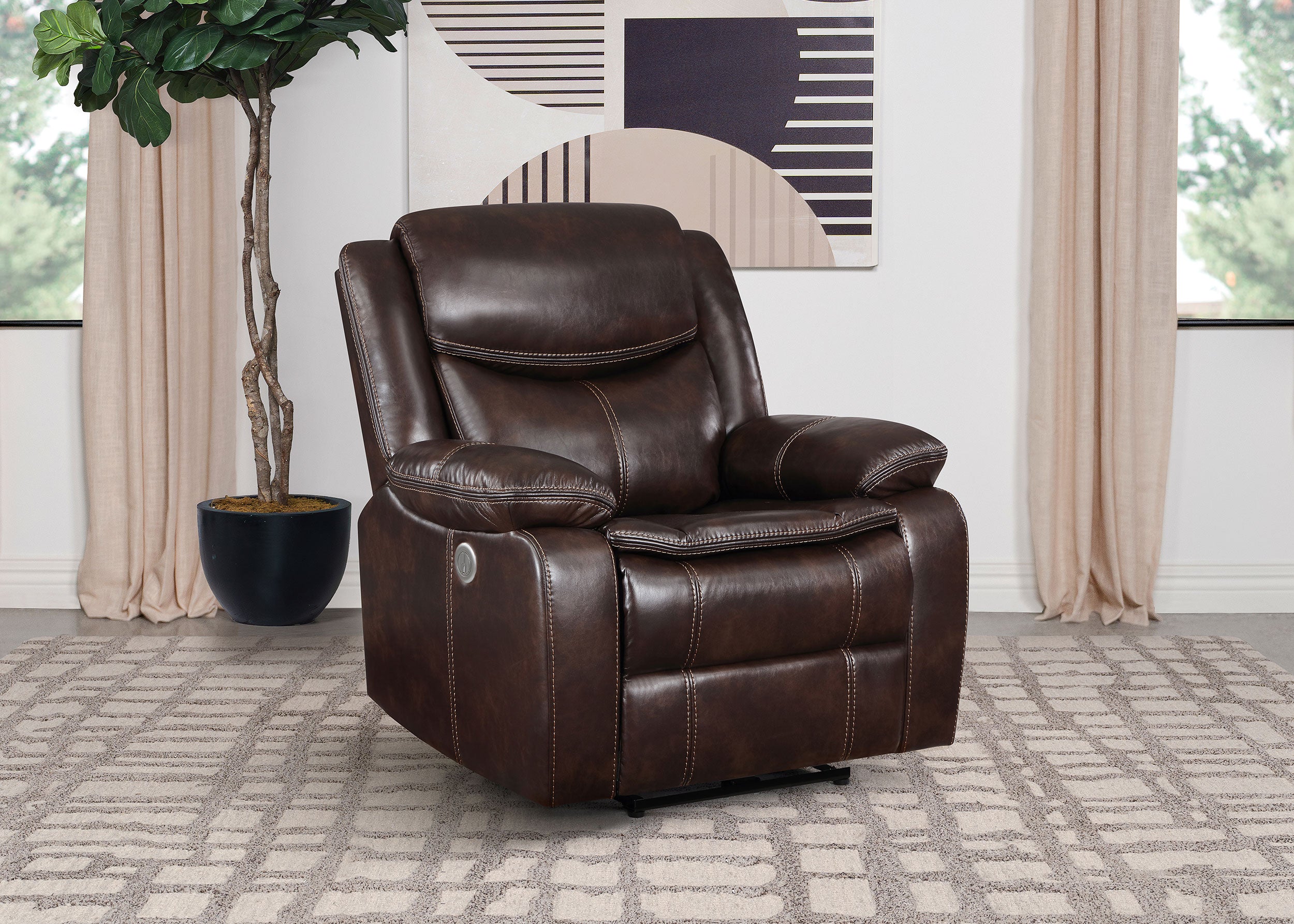 Sycamore Upholstered Power Recliner Chair Dark Brown — view 2